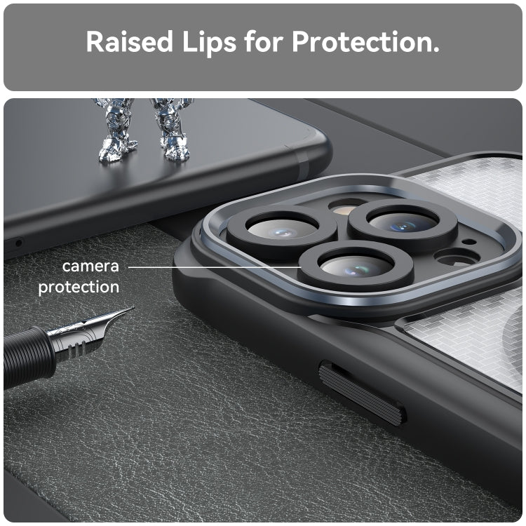 碳纖維紋理 MagSafe 透明手機殼，適用於 iPhone 11 Pro