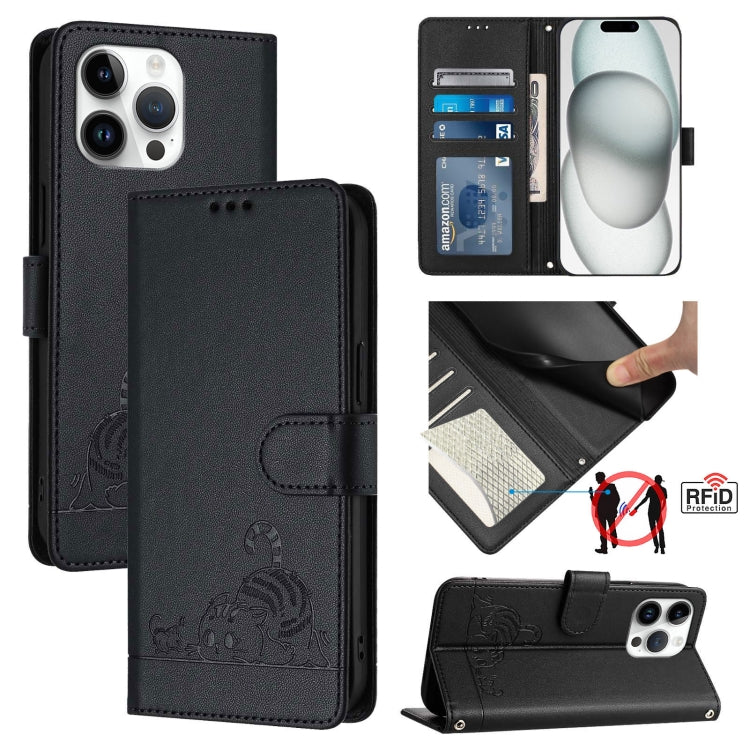 貓鼠壓紋圖案 RFID 皮革手機殼附掛繩，適用於 iPhone 17 Pro Max，適用於 iPhone 17 Pro，適用於 iPhone 17，適用於 iPhone Air，適用於 iPhone SE 2024，適用於 iPhone 15 Pro Max，適用於 iPhone 15 Pro，適用於 iPhone 15 Plus