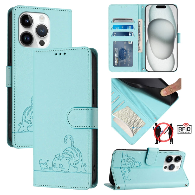 貓鼠壓紋圖案 RFID 皮革手機殼附掛繩，適用於 iPhone 17 Pro Max，適用於 iPhone 17 Pro，適用於 iPhone 17，適用於 iPhone Air，適用於 iPhone SE 2024，適用於 iPhone 15 Pro Max，適用於 iPhone 15 Pro，適用於 iPhone 15 Plus