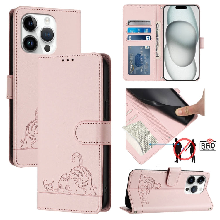 貓鼠壓紋圖案 RFID 皮革手機殼附掛繩，適用於 iPhone 17 Pro Max，適用於 iPhone 17 Pro，適用於 iPhone 17，適用於 iPhone Air，適用於 iPhone SE 2024，適用於 iPhone 15 Pro Max，適用於 iPhone 15 Pro，適用於 iPhone 15 Plus