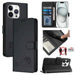 貓鼠壓紋圖案 RFID 皮革手機殼附掛繩，適用於 iPhone 17 Pro Max，適用於 iPhone 17 Pro，適用於 iPhone 17，適用於 iPhone Air，適用於 iPhone SE 2024，適用於 iPhone 15 Pro Max，適用於 iPhone 15 Pro，適用於 iPhone 15 Plus