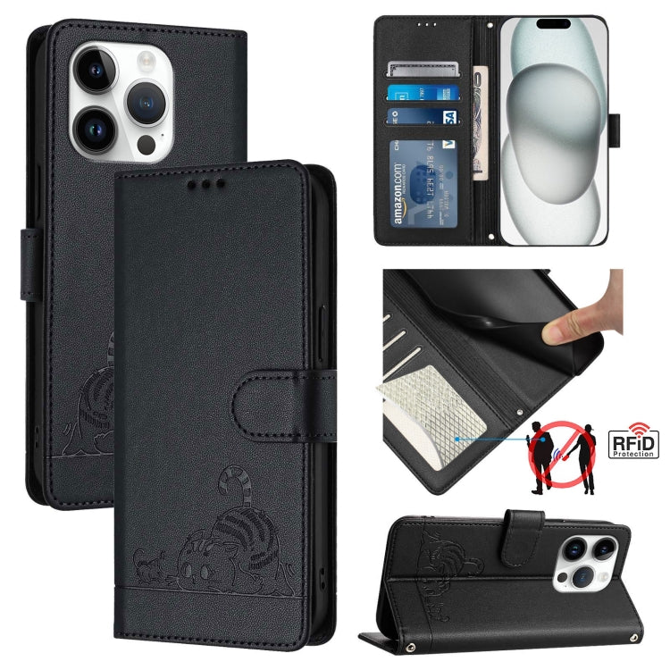 貓鼠壓紋圖案 RFID 皮革手機殼附掛繩，適用於 iPhone 17 Pro Max，適用於 iPhone 17 Pro，適用於 iPhone 17，適用於 iPhone Air，適用於 iPhone SE 2024，適用於 iPhone 15 Pro Max，適用於 iPhone 15 Pro，適用於 iPhone 15 Plus