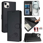 貓鼠壓紋圖案 RFID 皮革手機殼附掛繩，適用於 iPhone 17 Pro Max，適用於 iPhone 17 Pro，適用於 iPhone 17，適用於 iPhone Air，適用於 iPhone SE 2024，適用於 iPhone 15 Pro Max，適用於 iPhone 15 Pro，適用於 iPhone 15 Plus