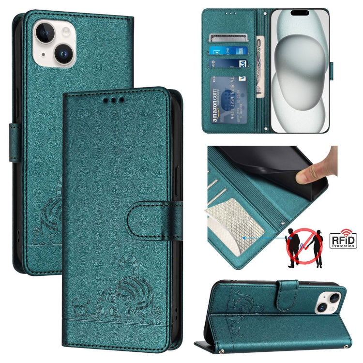 貓鼠壓紋圖案 RFID 皮革手機殼附掛繩，適用於 iPhone 17 Pro Max，適用於 iPhone 17 Pro，適用於 iPhone 17，適用於 iPhone Air，適用於 iPhone SE 2024，適用於 iPhone 15 Pro Max，適用於 iPhone 15 Pro，適用於 iPhone 15 Plus