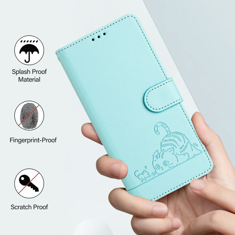 貓鼠浮雕圖案 RFID 皮革手機殼 附掛繩，適用於 iPhone XR，iPhone XS Max，iPhone 8 Plus / 7 Plus