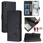 貓鼠浮雕圖案 RFID 皮革手機殼 附掛繩，適用於 iPhone XR，iPhone XS Max，iPhone 8 Plus / 7 Plus
