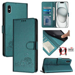 貓鼠浮雕圖案 RFID 皮革手機殼 附掛繩，適用於 iPhone XR，iPhone XS Max，iPhone 8 Plus / 7 Plus