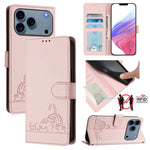 貓鼠壓紋圖案 RFID 皮革手機殼附掛繩，適用於 iPhone 17 Pro Max，適用於 iPhone 17 Pro，適用於 iPhone 17，適用於 iPhone Air，適用於 iPhone SE 2024，適用於 iPhone 15 Pro Max，適用於 iPhone 15 Pro，適用於 iPhone 15 Plus