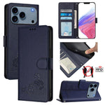 貓鼠壓紋圖案 RFID 皮革手機殼附掛繩，適用於 iPhone 17 Pro Max，適用於 iPhone 17 Pro，適用於 iPhone 17，適用於 iPhone Air，適用於 iPhone SE 2024，適用於 iPhone 15 Pro Max，適用於 iPhone 15 Pro，適用於 iPhone 15 Plus