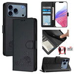 貓鼠壓紋圖案 RFID 皮革手機殼附掛繩，適用於 iPhone 17 Pro Max，適用於 iPhone 17 Pro，適用於 iPhone 17，適用於 iPhone Air，適用於 iPhone SE 2024，適用於 iPhone 15 Pro Max，適用於 iPhone 15 Pro，適用於 iPhone 15 Plus