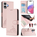 貓鼠壓紋圖案 RFID 皮革手機殼附掛繩，適用於 iPhone 17 Pro Max，適用於 iPhone 17 Pro，適用於 iPhone 17，適用於 iPhone Air，適用於 iPhone SE 2024，適用於 iPhone 15 Pro Max，適用於 iPhone 15 Pro，適用於 iPhone 15 Plus
