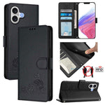 貓鼠壓紋圖案 RFID 皮革手機殼附掛繩，適用於 iPhone 17 Pro Max，適用於 iPhone 17 Pro，適用於 iPhone 17，適用於 iPhone Air，適用於 iPhone SE 2024，適用於 iPhone 15 Pro Max，適用於 iPhone 15 Pro，適用於 iPhone 15 Plus