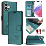 貓鼠壓紋圖案 RFID 皮革手機殼附掛繩，適用於 iPhone 17 Pro Max，適用於 iPhone 17 Pro，適用於 iPhone 17，適用於 iPhone Air，適用於 iPhone SE 2024，適用於 iPhone 15 Pro Max，適用於 iPhone 15 Pro，適用於 iPhone 15 Plus