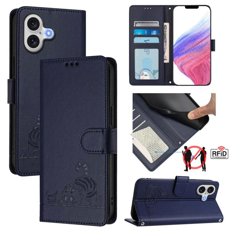 貓鼠壓紋圖案 RFID 皮革手機殼附掛繩，適用於 iPhone 17 Pro Max，適用於 iPhone 17 Pro，適用於 iPhone 17，適用於 iPhone Air，適用於 iPhone SE 2024，適用於 iPhone 15 Pro Max，適用於 iPhone 15 Pro，適用於 iPhone 15 Plus