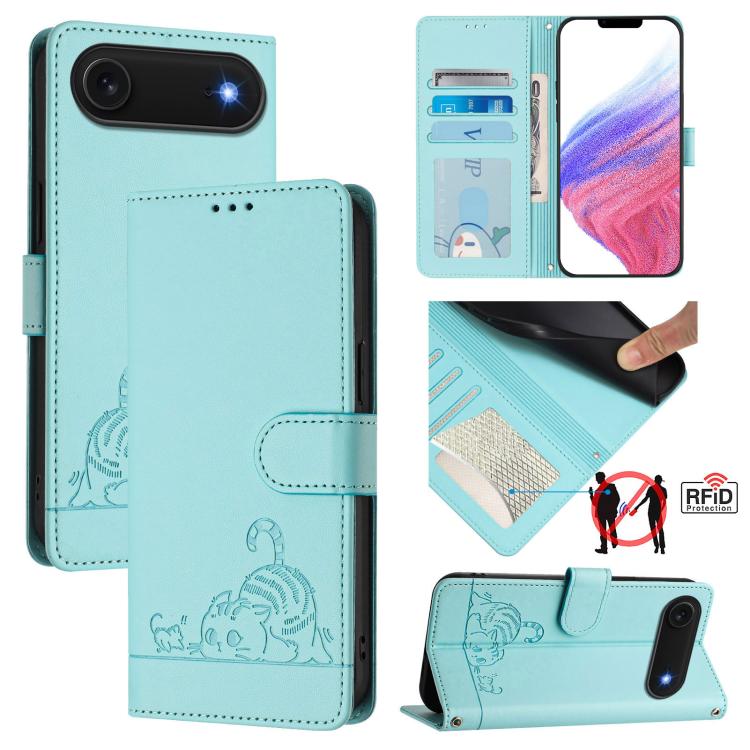 貓鼠壓紋圖案 RFID 皮革手機殼附掛繩，適用於 iPhone 17 Pro Max，適用於 iPhone 17 Pro，適用於 iPhone 17，適用於 iPhone Air，適用於 iPhone SE 2024，適用於 iPhone 15 Pro Max，適用於 iPhone 15 Pro，適用於 iPhone 15 Plus