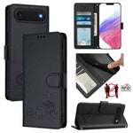 貓鼠壓紋圖案 RFID 皮革手機殼附掛繩，適用於 iPhone 17 Pro Max，適用於 iPhone 17 Pro，適用於 iPhone 17，適用於 iPhone Air，適用於 iPhone SE 2024，適用於 iPhone 15 Pro Max，適用於 iPhone 15 Pro，適用於 iPhone 15 Plus