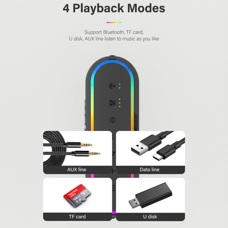Xdobo X8 III BT5.3 IPX7 無線揚聲器帶 RGB 燈，支持藍牙/TF 卡/USB/AUX，X8 III