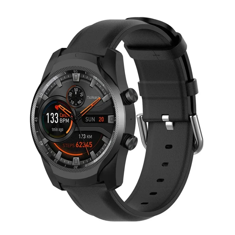 22mm 皮革錶帶配圓尾扣，適用於 Ticwatch Pro 2020，適用於 Huawei Watch GT2E，適用於 Samsung Galaxy Watch 3 45mm
