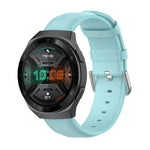 22mm Leather Strap with Round Tail Buckle, For Ticwatch Pro 2020, For Huawei Watch GT2E, For Samsung Galaxy Watch 3 45mm