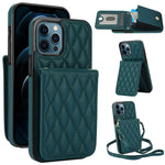 YM015 斜背菱形卡包 RFID 手機殼，適用於 iPhone 14 Pro Max、iPhone 13 Pro Max、iPhone 13 Pro、iPhone 13、iPhone 12 / 12 Pro、iPhone 12 Pro Max、iPhone 11 Pro Max、iPhone 11