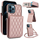 YM015 斜背菱形卡包 RFID 手機殼，適用於 iPhone 14 Pro Max、iPhone 13 Pro Max、iPhone 13 Pro、iPhone 13、iPhone 12 / 12 Pro、iPhone 12 Pro Max、iPhone 11 Pro Max、iPhone 11