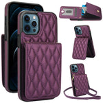 YM015 斜背菱形卡包 RFID 手機殼，適用於 iPhone 14 Pro Max、iPhone 13 Pro Max、iPhone 13 Pro、iPhone 13、iPhone 12 / 12 Pro、iPhone 12 Pro Max、iPhone 11 Pro Max、iPhone 11