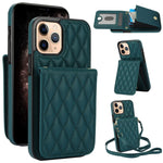 YM015 斜背菱形卡包 RFID 手機殼，適用於 iPhone 14 Pro Max、iPhone 13 Pro Max、iPhone 13 Pro、iPhone 13、iPhone 12 / 12 Pro、iPhone 12 Pro Max、iPhone 11 Pro Max、iPhone 11
