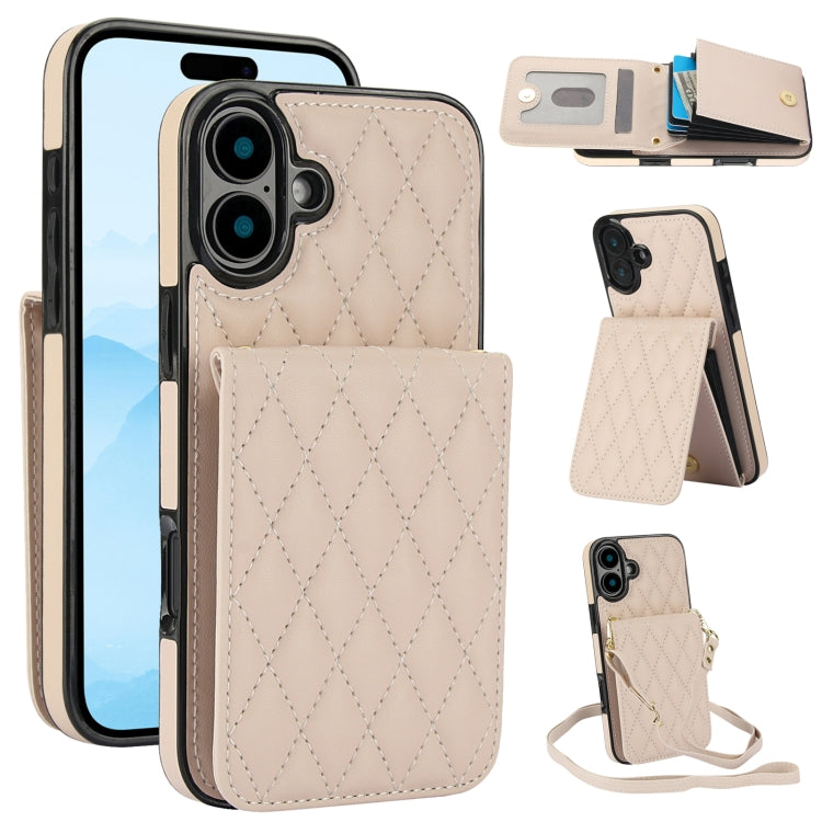 YM015 斜背菱形卡包 RFID 手機殼，適用於 iPhone 16e / 17e、iPhone 17 Pro Max、iPhone 17 Pro、iPhone 17、iPhone Air、iPhone 16 Pro Max、iPhone 16 Pro、iPhone 16 Plus