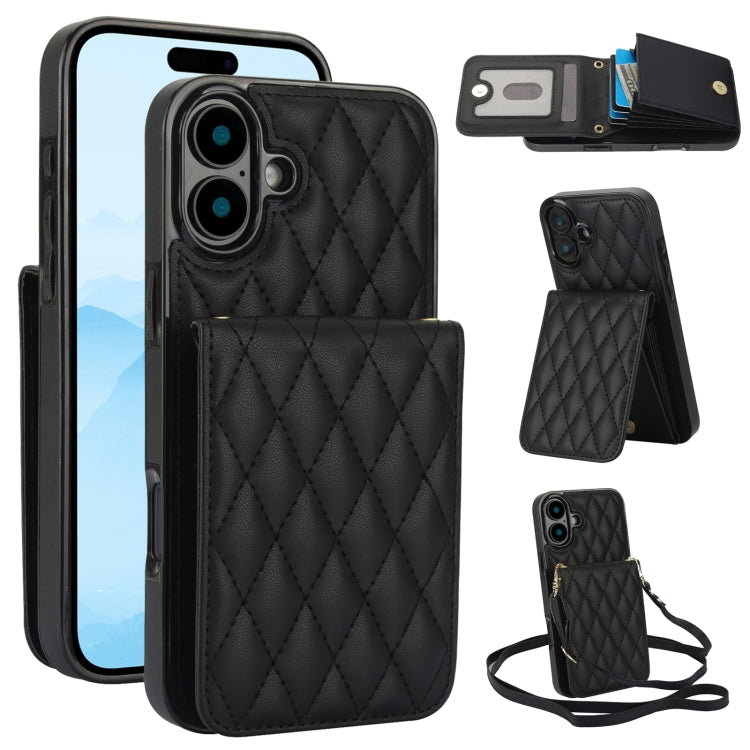 YM015 斜背菱形卡包 RFID 手機殼，適用於 iPhone 16e / 17e、iPhone 17 Pro Max、iPhone 17 Pro、iPhone 17、iPhone Air、iPhone 16 Pro Max、iPhone 16 Pro、iPhone 16 Plus