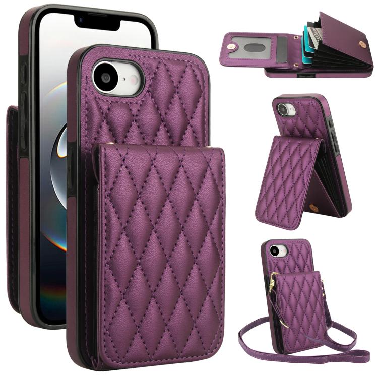 YM015 斜背菱形卡包 RFID 手機殼，適用於 iPhone 16e / 17e、iPhone 17 Pro Max、iPhone 17 Pro、iPhone 17、iPhone Air、iPhone 16 Pro Max、iPhone 16 Pro、iPhone 16 Plus
