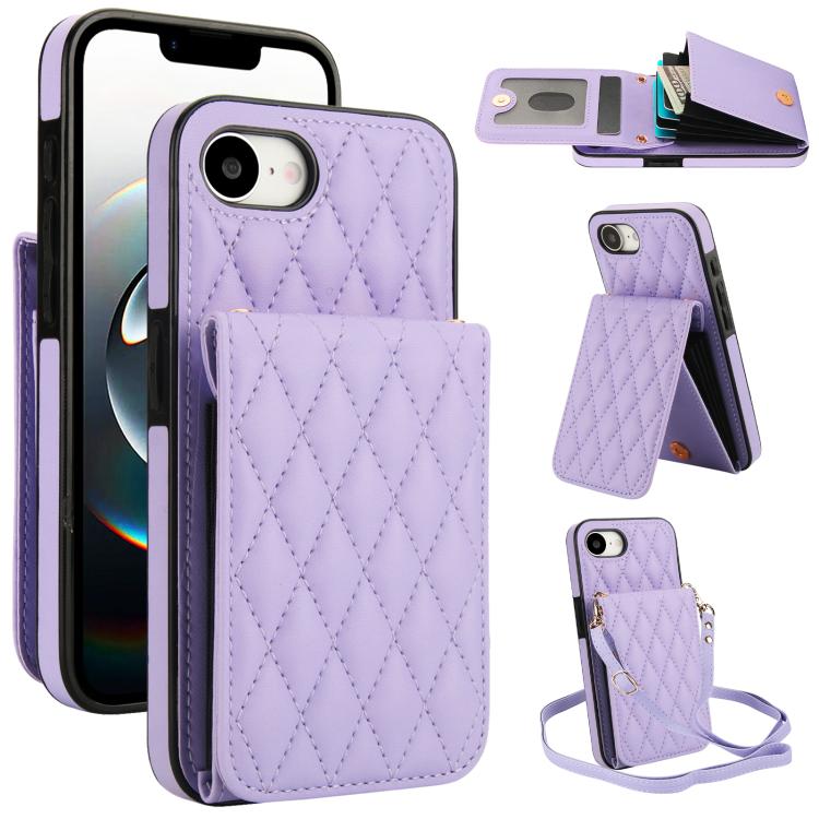 YM015 斜背菱形卡包 RFID 手機殼，適用於 iPhone 16e / 17e、iPhone 17 Pro Max、iPhone 17 Pro、iPhone 17、iPhone Air、iPhone 16 Pro Max、iPhone 16 Pro、iPhone 16 Plus