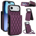 YM015 斜背菱形卡包 RFID 手機殼，適用於 iPhone 16e / 17e、iPhone 17 Pro Max、iPhone 17 Pro、iPhone 17、iPhone Air、iPhone 16 Pro Max、iPhone 16 Pro、iPhone 16 Plus