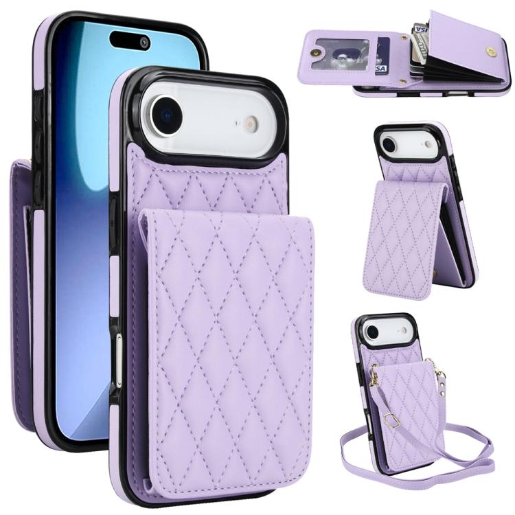 YM015 斜背菱形卡包 RFID 手機殼，適用於 iPhone 16e / 17e、iPhone 17 Pro Max、iPhone 17 Pro、iPhone 17、iPhone Air、iPhone 16 Pro Max、iPhone 16 Pro、iPhone 16 Plus