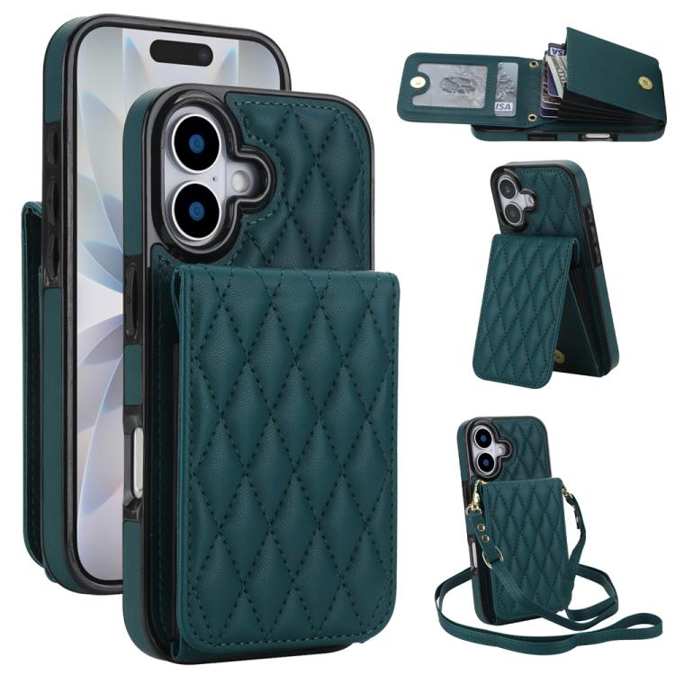 YM015 斜背菱形卡包 RFID 手機殼，適用於 iPhone 16e / 17e、iPhone 17 Pro Max、iPhone 17 Pro、iPhone 17、iPhone Air、iPhone 16 Pro Max、iPhone 16 Pro、iPhone 16 Plus
