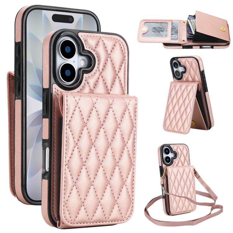 YM015 斜背菱形卡包 RFID 手機殼，適用於 iPhone 16e / 17e、iPhone 17 Pro Max、iPhone 17 Pro、iPhone 17、iPhone Air、iPhone 16 Pro Max、iPhone 16 Pro、iPhone 16 Plus