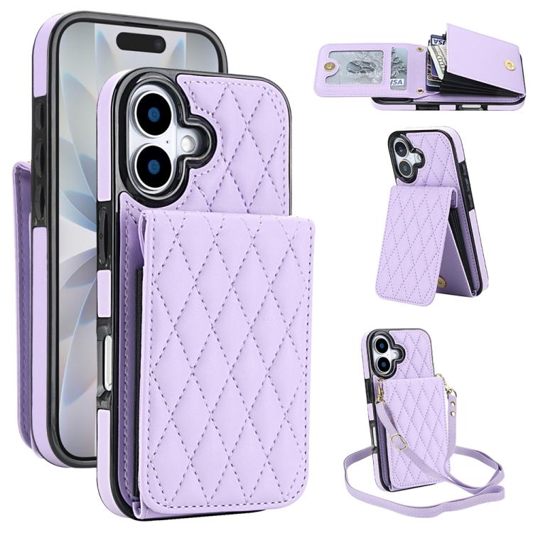 YM015 斜背菱形卡包 RFID 手機殼，適用於 iPhone 16e / 17e、iPhone 17 Pro Max、iPhone 17 Pro、iPhone 17、iPhone Air、iPhone 16 Pro Max、iPhone 16 Pro、iPhone 16 Plus