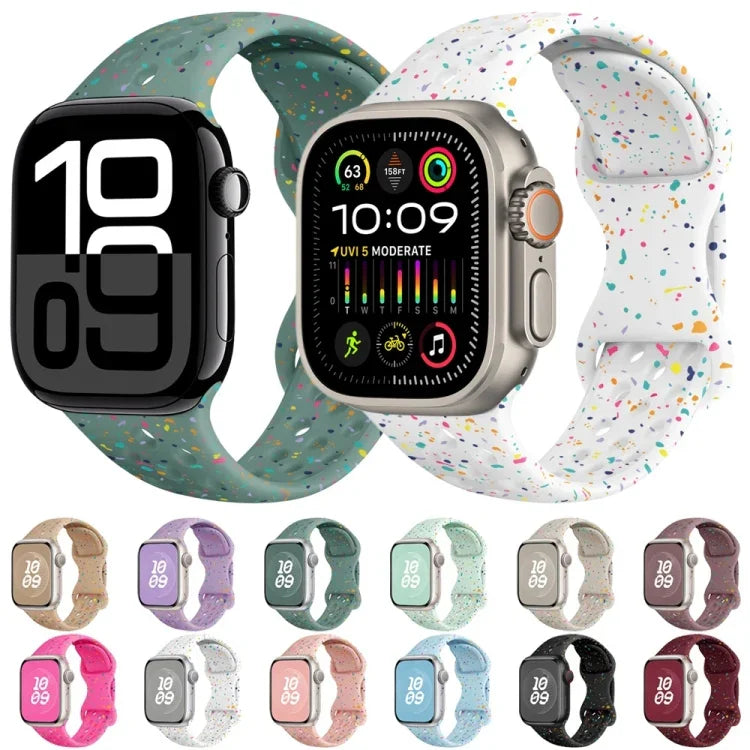 Hole Style Butterfly Buckle Camouflage Silicone Watch Band, For Apple Watch Series 4 44mm, For Apple Watch Series 4 40mm, For Apple Watch Series 3 38mm, For Apple Watch Series 3 42mm