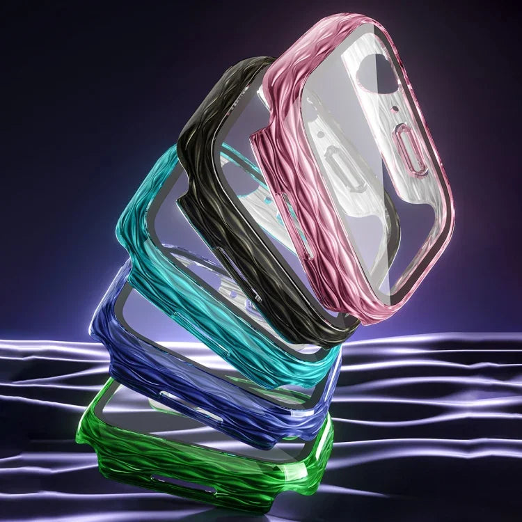 2合1 PC混合鋼化玻璃保護殼，適用於 Apple Watch Series 6 / 5 / 4 / SE 44mm、Apple Watch Series 6 / 5 / 4 / SE 40mm、Apple Watch Series 9 / 8 / 7 45mm、Apple Watch Series 9 / 8 / 7 41mm