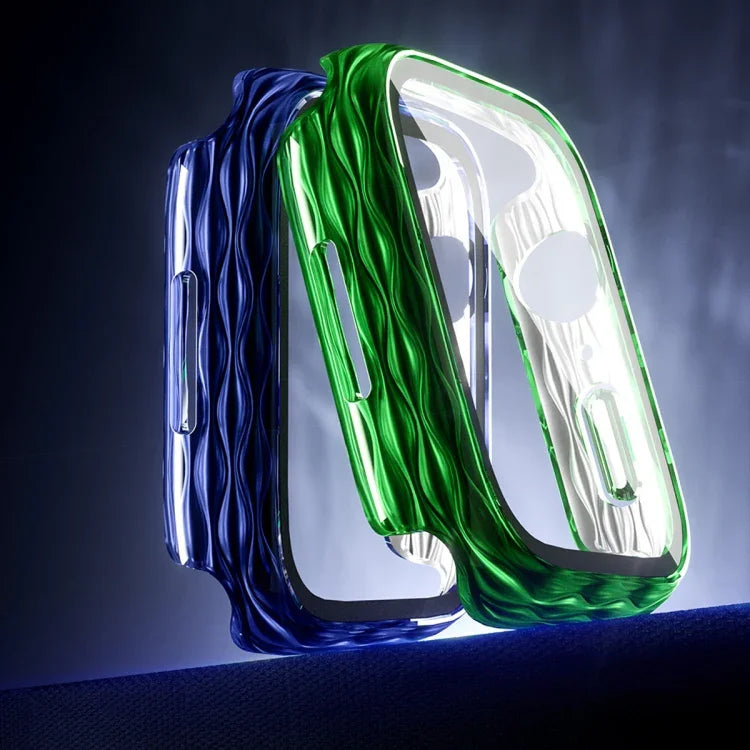 2合1 PC混合鋼化玻璃保護殼，適用於 Apple Watch Series 6 / 5 / 4 / SE 44mm、Apple Watch Series 6 / 5 / 4 / SE 40mm、Apple Watch Series 9 / 8 / 7 45mm、Apple Watch Series 9 / 8 / 7 41mm