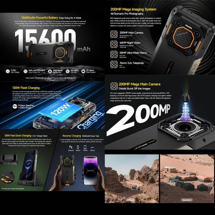 Ulefone Armor 26 Ultra 對講機版耐用手機，6.78 吋 Android 13 MediaTek 天璣 8020 八核心，網絡：5G，NFC，12GB+512GB 對講機版