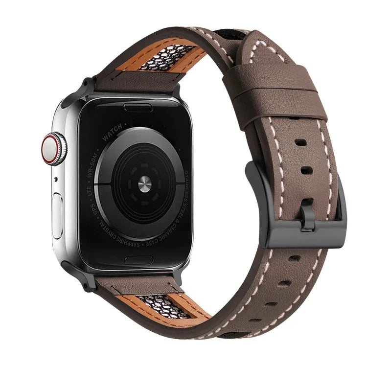 網眼小牛皮真皮錶帶，適用於 Apple Watch 42mm，適用於 Apple Watch 38mm