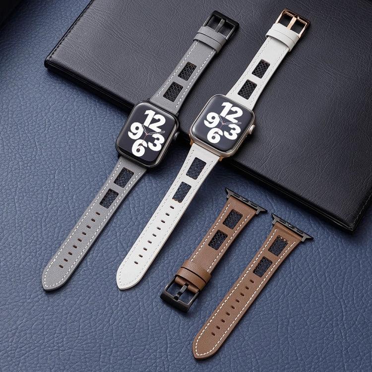 網眼小牛皮真皮錶帶，適用於 Apple Watch Series 4 44mm，適用於 Apple Watch Series 4 40mm，適用於 Apple Watch Series 3 38mm，適用於 Apple Watch Series 3 42mm，適用於 Apple Watch Series 2 42mm，適用於 Apple Watch Series 2 38mm