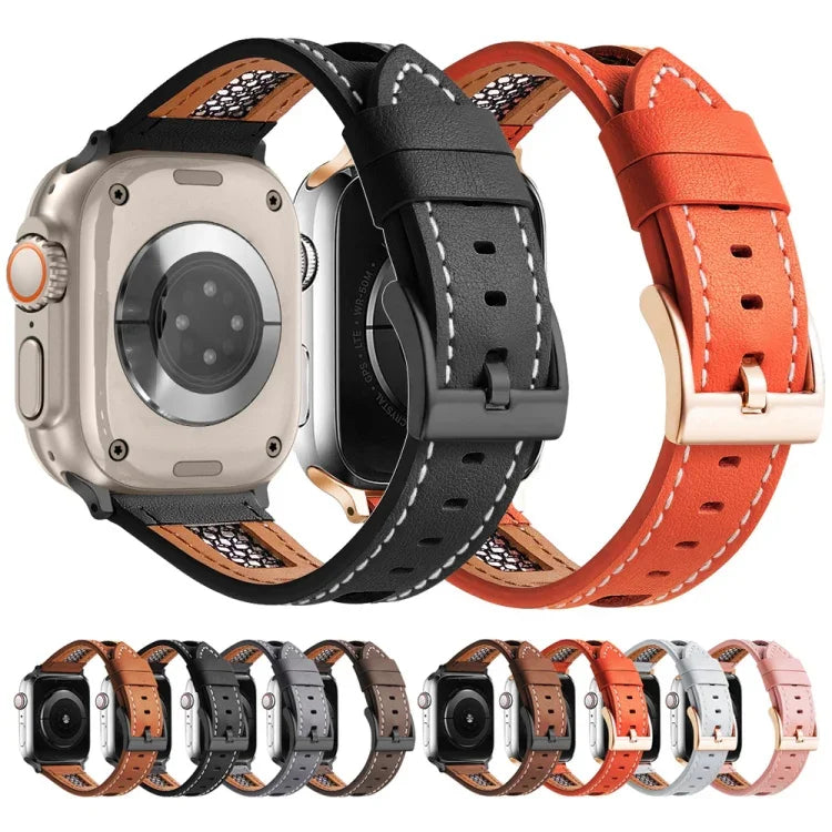 網眼小牛皮真皮錶帶，適用於 Apple Watch Series 4 44mm，適用於 Apple Watch Series 4 40mm，適用於 Apple Watch Series 3 38mm，適用於 Apple Watch Series 3 42mm，適用於 Apple Watch Series 2 42mm，適用於 Apple Watch Series 2 38mm