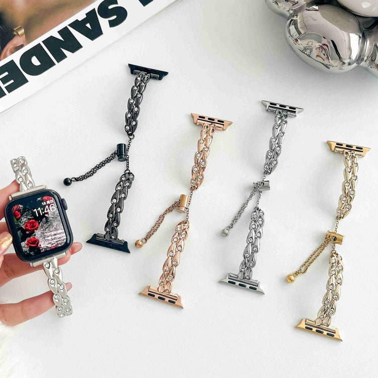 Rhinestone Peacock Metal Bracelet Watch Band, For Apple Watch SE 40mm, For Apple Watch SE 44mm, For Apple Watch Series 6 40mm, For Apple Watch Series 6 44mm, For Apple Watch Series 5 44mm, For Apple Watch Series 5 40mm, For Apple Watch Series 4 44mm   ...