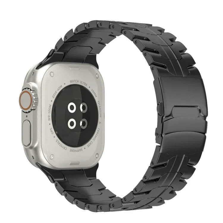 Double Lock Buckle Turtle Titanium Steel Watch Band, For Apple Watch SE 2023 44mm, For Apple Watch SE 2023 40mm, For Apple Watch Ultra 2 49mm, For Apple Watch Series 9 45mm, For Apple Watch Series 9 41mm, For Apple Watch Ultra 49mm                     ...