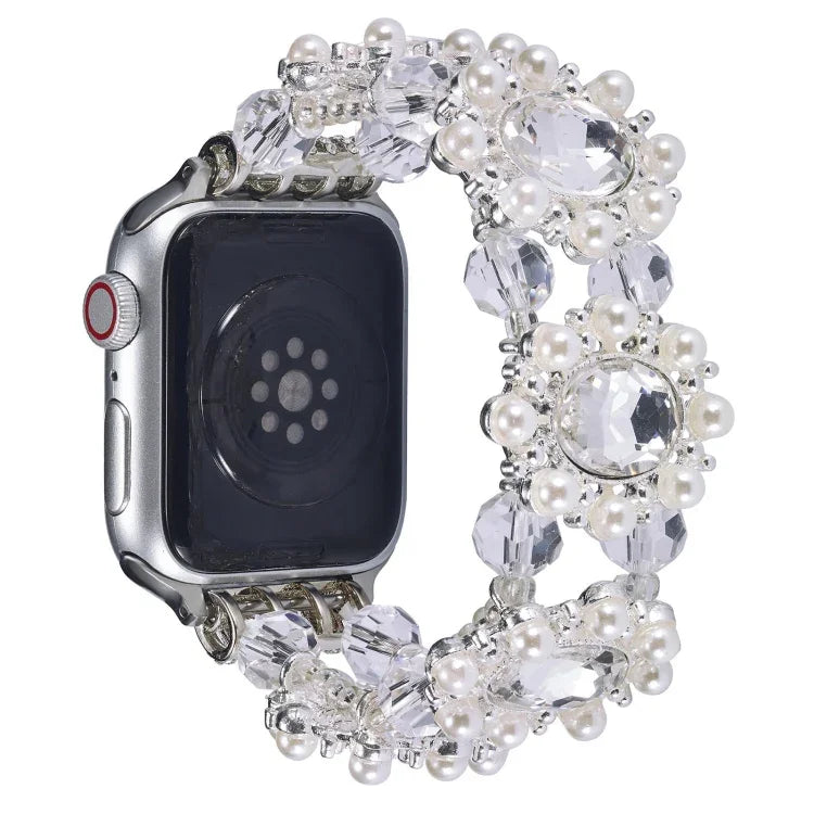 串珠珍珠寶石手鍊錶帶，適用於 Apple Watch 42mm，適用於 Apple Watch 38mm