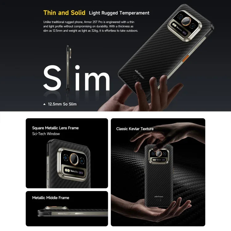 Ulefone Armor 25T Pro 堅固型手機，熱成像，6.78 吋 Android 15 MediaTek Dimensity 6300 八核心，網路：5G，NFC，8GB+256GB