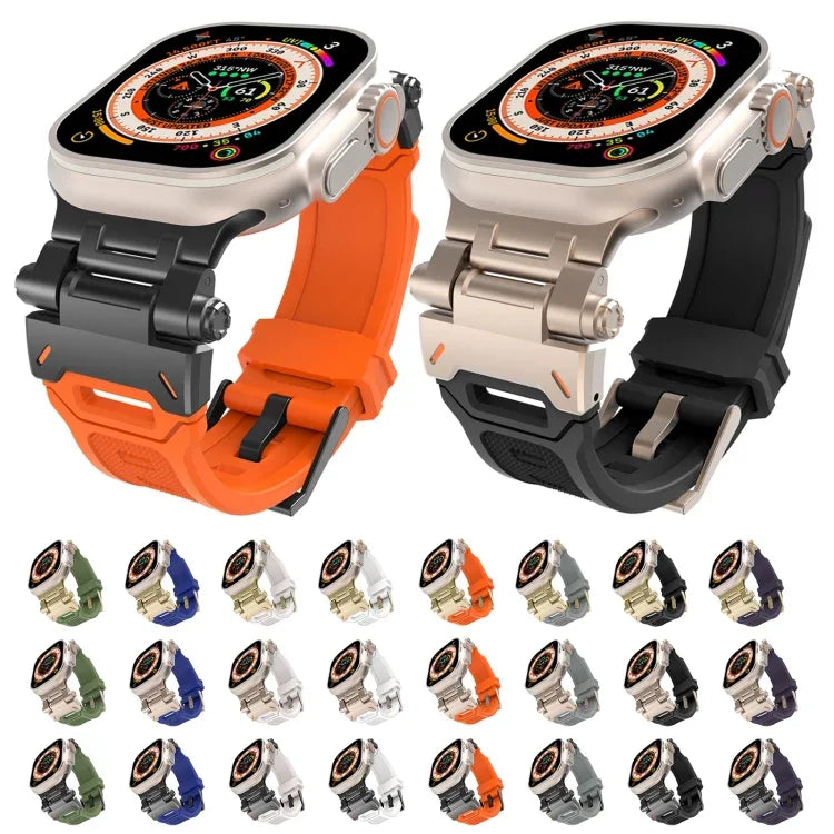不鏽鋼連接器 TPU 錶帶，適用於 Apple Watch Series 8 45mm，適用於 Apple Watch SE 2022 44mm