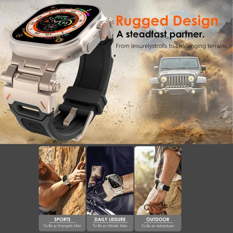 不鏽鋼連接器 TPU 錶帶，適用於 Apple Watch Series 6 44mm，適用於 Apple Watch Series 5 44mm
