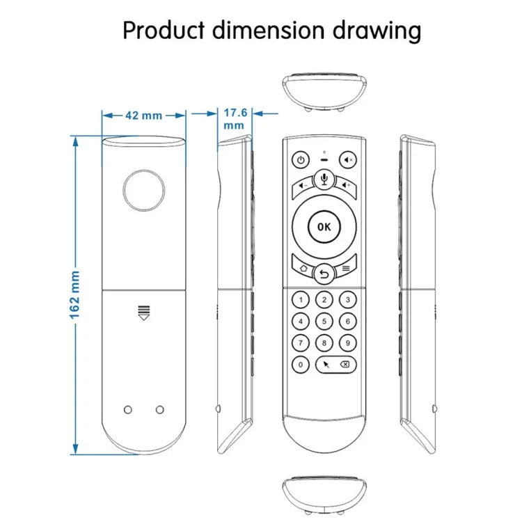 G21 2.4GHz 飛行空中滑鼠 LED 背光無線鍵盤遙控器，具陀螺儀，適用於 Android TV Box / PC，支援智慧語音，藍色